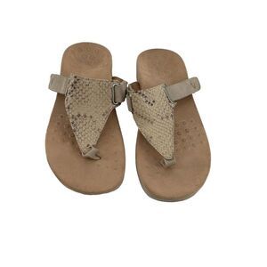 Vionic Sandals Womens Size 6 Wanta T Strap Cream Comfort Slip On Open Toe Shoe